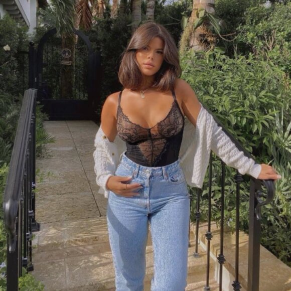 Pinsy Smoothing Lace Shapewear Bodysuit 1X NWT BEIGE NOIR - Picture 5 of 8